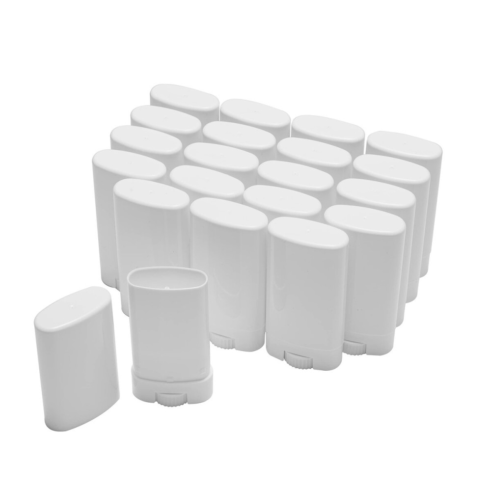 Xiboya textile Empty Oval Deodorant Lip Lipstick Balm Tubes Containers Plastic (20-Pack) (15ml, white)