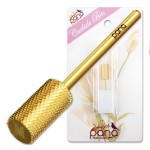 PANA Professional 3/32 Shank Size - Flat Top Large Barrel Gold Carbide Bit Medium Grit - Nail Drill Bit for Dremel Machine