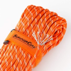 TITAN Survival Patented Paracord 550 - 25ft, 100ft, 500ft & Color Options - 620LB Strength Survival Paracord Military Spec with 3 Strands - Heavy Duty Hank Cord for Camping & Outdoors with Firestarter