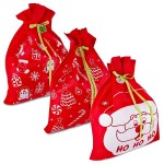Gift Boutique 3 Giant Christmas Gift Bags 36 x 44 Reusable Made of Durable Fabric with Ribbon and Gift Tag for Holiday Wrapping Extra Large Jumbo Huge Oversized Toys Gift Bags