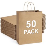 BagDream Gift Bags 10x5x13 50Pcs Brown Kraft Paper Gift Bags with Handles Bulk for Shopping, Merchandise, Retail, Grocery, Party Favor, Recycled Paper Sacks
