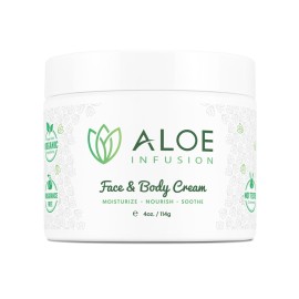 Aloe Infusion Aloe Vera Face & Body Cream - Natural Moisturizer for Dry, Sensitive & Irritated Skin - Hydrating, Non-Greasy Lotion with Shea Butter & Manuka Honey - After-Sun Care & Eczema Cream