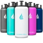 HYDRO CELL Stainless Steel Insulated Water Bottle with Straw - For Cold & Hot Drinks - Metal Vacuum Flask with Screw Cap and Modern Leakproof Sport Thermos for Adults (White 32oz)