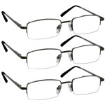 TruVision Readers 3 Pk - Gunmetal Metal Frames and Clear Acrylic Lenses 1.50