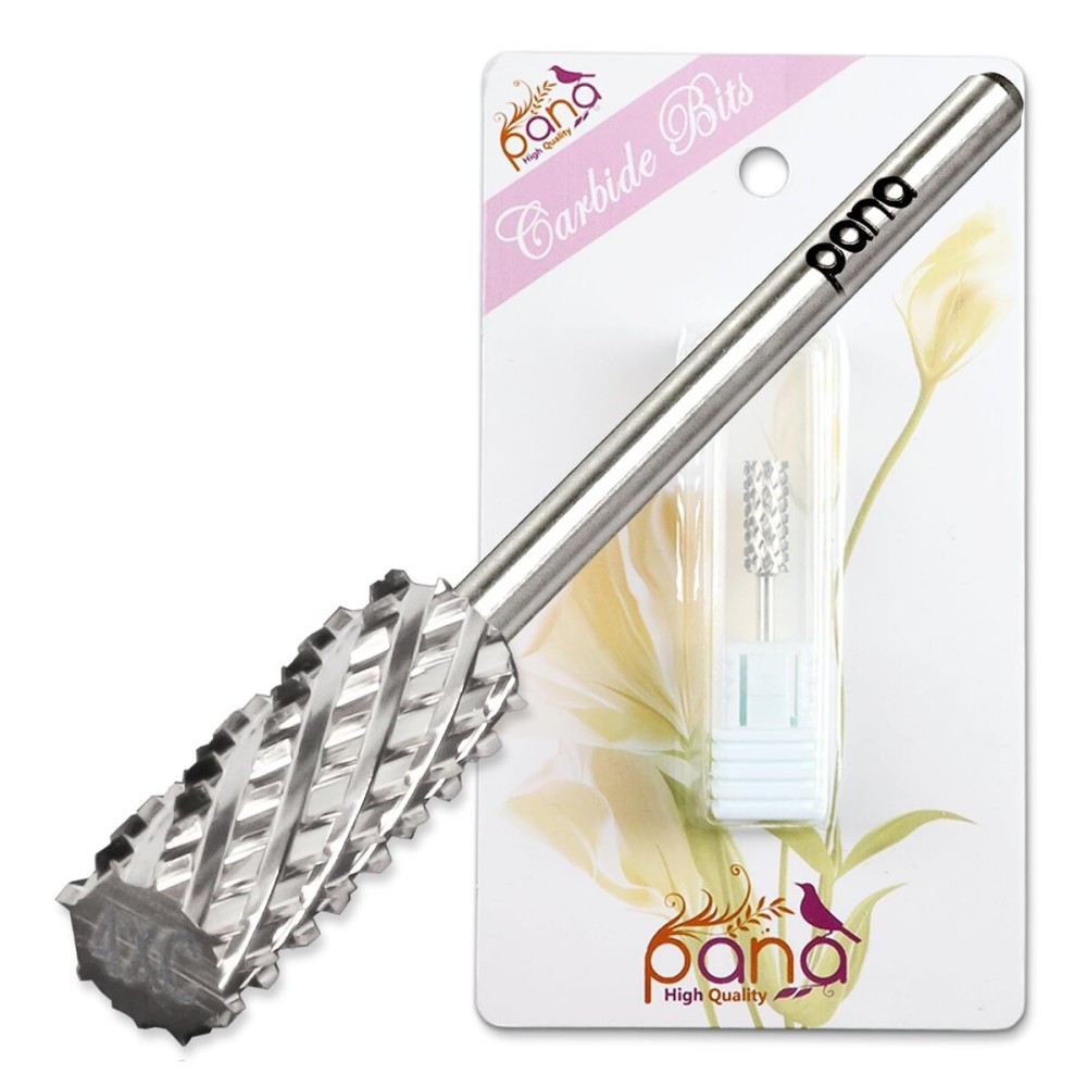 PANA Flat Top Small Barrel 3/32 Shank Size - (Silver, 4X Coarse Grit) - Fast remove Acrylic or Hard Gel Nail Drill Bit for Manicure Pedicure Salon Professional or Beginner