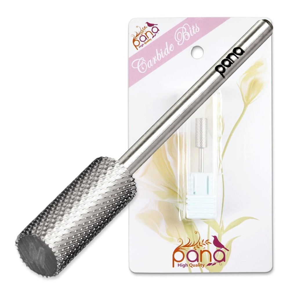 PANA Flat Top Small Barrel 3/32 Shank Size - (Silver, Medium Grit) - Fast remove Acrylic or Hard Gel Nail Drill Bit for Manicure Pedicure Salon Professional or Beginner