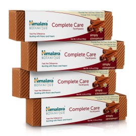 Himalaya Botanique Complete Care Toothpaste, Herbal, Cinnamon Flavor, Fights Plaque, Freshens Breath, Fluoride Free, No Artificial Flavors, SLS Free, Cruelty Free, Foaming, 5.29 Oz, 4 Pack