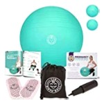 The Birth Ball - Birthing Ball for Pregnancy & Labor - 18 Page Pregnancy Ball Exercises Guide by Trimester - Non Slip Socks - How to Dilate, Induce, & Reposition Baby for Mom 65cm