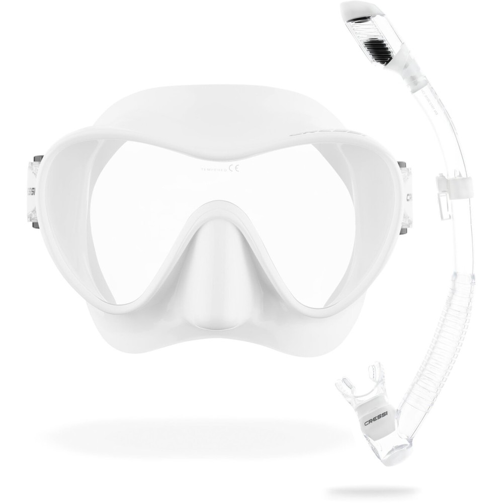 Cressi F1 & Supernova Dry Mask & Snorkel Kits, White