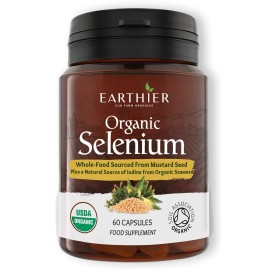 Organic Selenium 200 mcg with Iodine and Silica All from Certified Organic Whole Foods - Two Month Supply