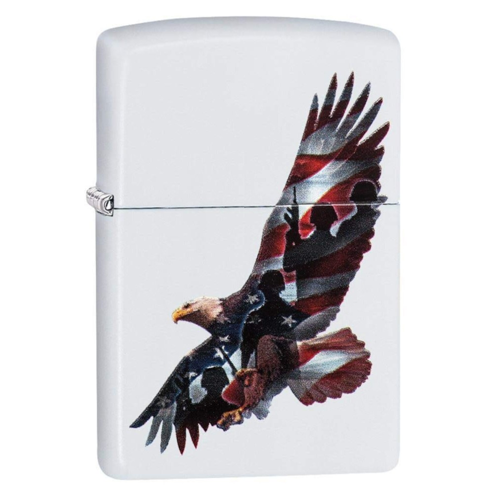 Zippo Eagle & Soldier Pocket Lighter, White Matte (ZO12303), One Size