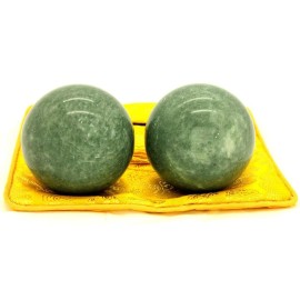 BRABUD 2\'\' Blackish Green Marble Chinese Baoding Health Stress Exercise Balls Craft Collection (Bag-Packed)