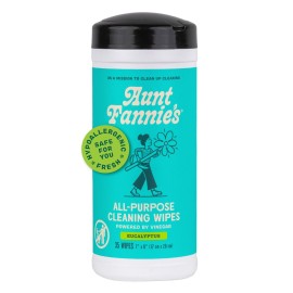 Aunt Fannie\'s Natural Cleaning Vinegar Wipes, Multipurpose Surface Cleaner, Eucalyptus Scent, 35 Count (Pack of 1)