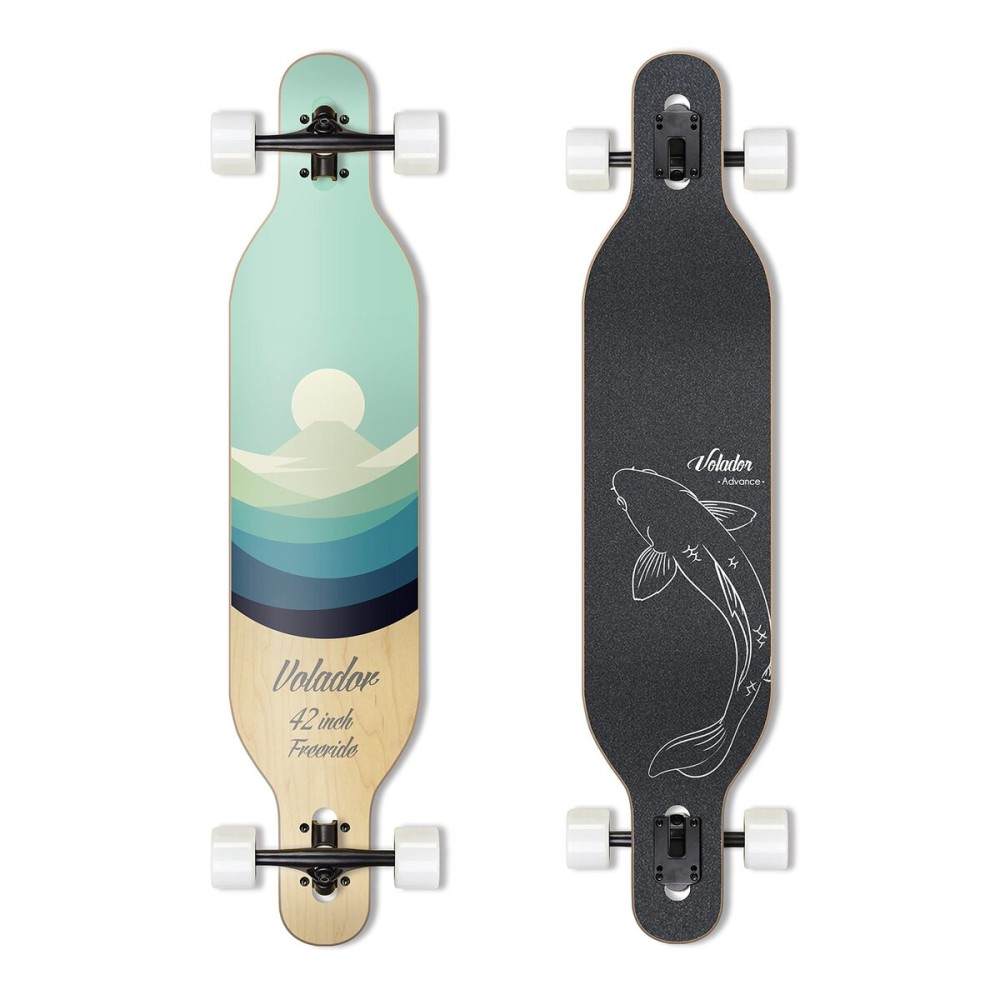 VOLADOR Urban Freeride Pro Longboard| Adaptive Cruiser 42inch| North America Maple| Camber Concave Drop Through Longboard Complete| Setup for Urban Commuting (Fuji Summer)