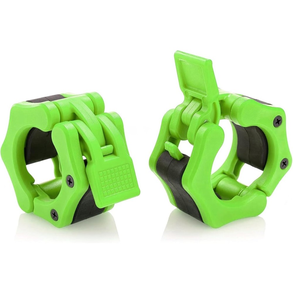 Greententljs Barbell Collars 2 Inch Quick Release Pair Locking 2 Pro Olympic Bar Clip Lock Barbell Clamp 45lbs Weights Plates Clips Workout for Weightlifting Fitness Training (Neon-Green)