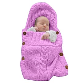 XMWEALTHY Newborn Baby Wrap Swaddle Blanket Knit Sleeping Bag Receiving Blankets Stroller Wrap for Baby(Pink) (0-6 Month)