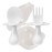 Grabease Baby Feeding Utensils Set - Infant and Baby Fork and Spoon for Ages 1-11 Months, BPAs and Phthalate-Free Cutlery, Plastic, 1 Set, White