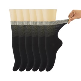 Yomandamor Womens Diabetic Crew Socks With Seamless Toe,6 Pairs Size 9-11