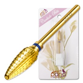 Pana 3/32 Safety Bit Nail Carbide Bit - For Electric Dremel Drill Machine (Medium, Large Cone - Gold)