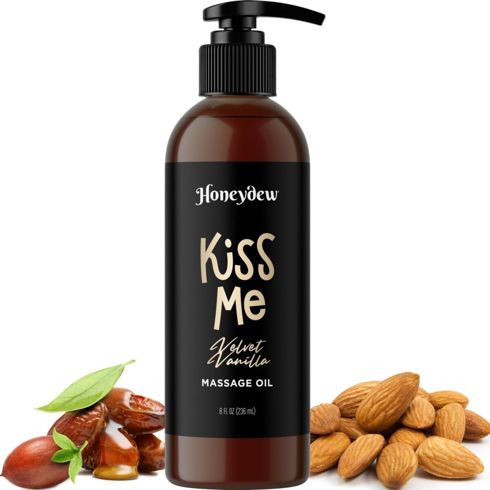Vanilla Sensual Massage Oil for Couples - Relaxing Full Body Massage Oil for Date Night with Moisturizing Coconut and Sweet Almond Oil - Vegan Non Staining Non Greasy Silky Smooth Gliding Formula