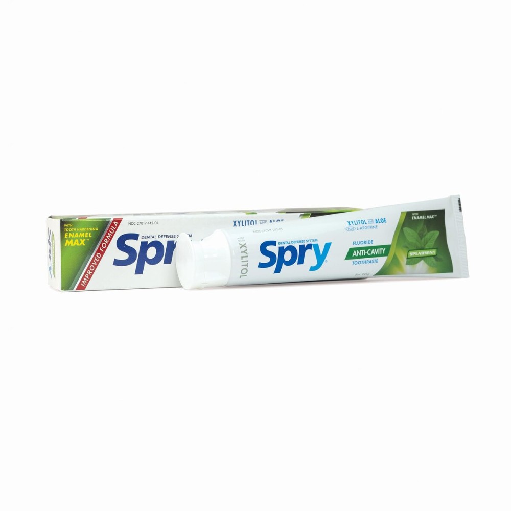 Spry Xylitol Toothpaste with Fluoride, Natural Spearmint, Anti-Cavity, 5 oz (3 Pack)