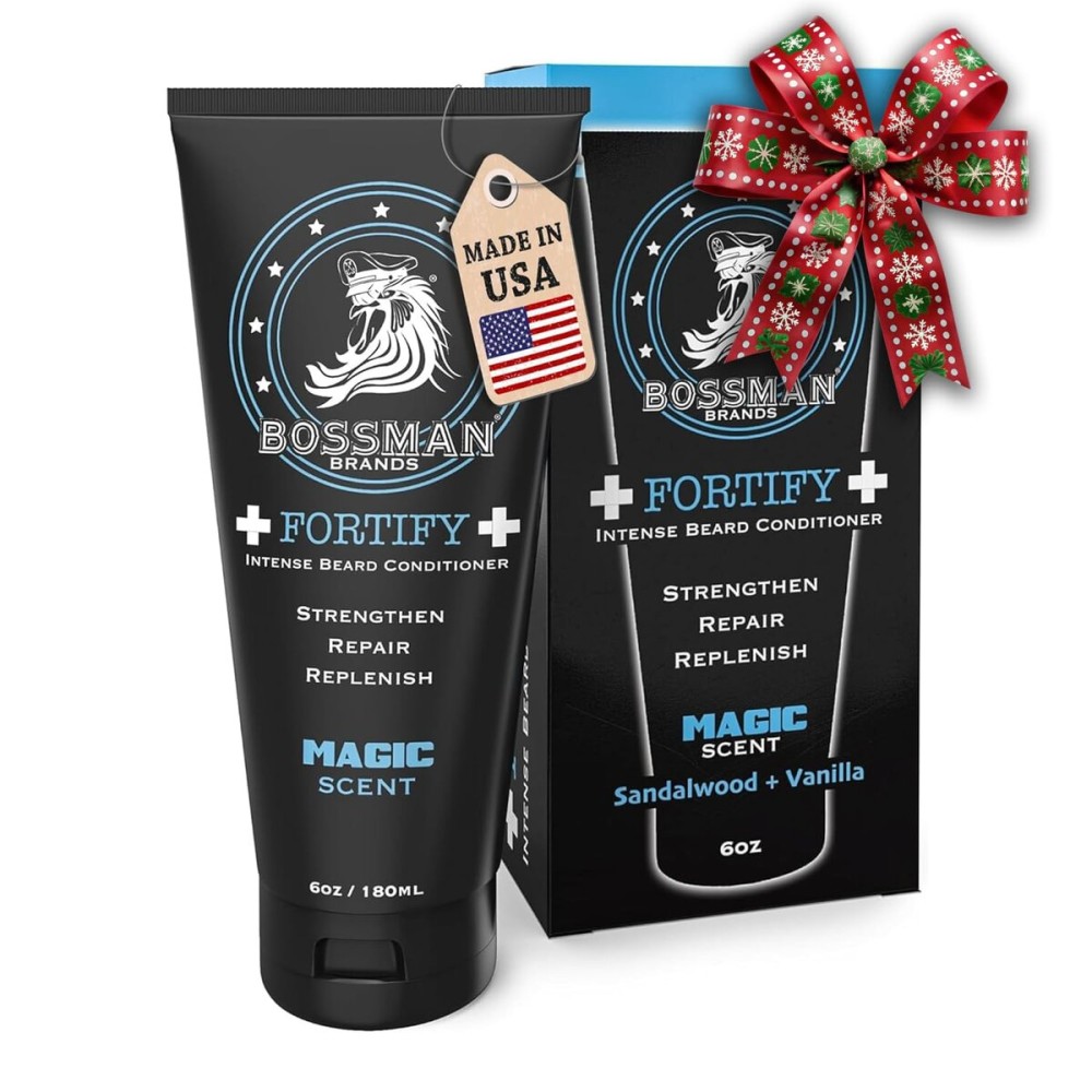 Bossman Fortify Intense Beard Conditioner for Men (Magic Scent) - Moisturizes, Replenishes & Protects with Natural Ingredients - Thicker Formula, Made in USA