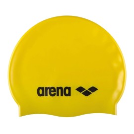 Arena Classic Junior Silicone Unisex Swim Cap for Girls and Boys Comfortable Durable Kids Pool Bathing Cap, One Size, Yellow/Black