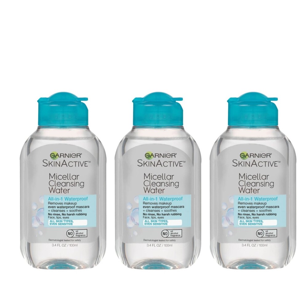 Garnier SkinActive Micellar Cleansing Water, All-in-1 Waterproof Makeup Remover and Facial Cleanser, 3.4 fl oz, 3 Pack
