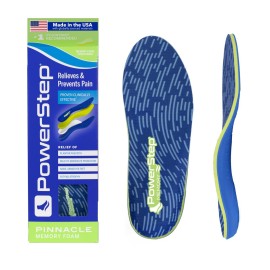 PowerStep Pinnacle Memory Foam Orthotics Insoles, Heel and Arch Support, Plantar Fasciitis Relief, Mild Pronation, Fat Pad Atrophy, Cushioned Orthotics, Made in The USA (Men\'s 10-10.5 / Women\'s 12)