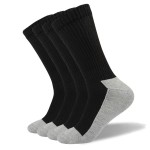 Well Knitting Diabetic Socks for Men & Women, Coolmax Medical Circulation Crew Mid Calf Socks with Seamless Toe, Non-Binding Top, and Padded Sole, 4 Pairs (Black/Grey,L)