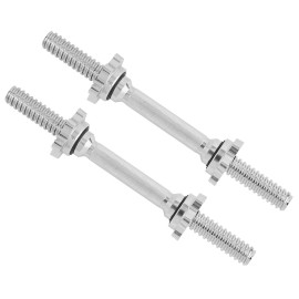 Yes4All Pair of Threaded Dumbbell Handles, Dumbbell Bar with Collars, Chrome/Rubber Grip, Fit 1 Inch Plates, Weight Bar Connector 14 Inches - Silver