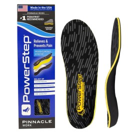 PowerStep Pinnacle Work Insoles, Work Boot Arch Support, Plantar Fasciitis Relief, Pronation, Arch Support Orthotic for Men and Women, Made in The USA (Men\'s 5-5.5 / Women\'s 7-7.5)