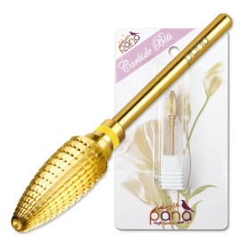 Pana 3/32 Safety Bit Nail Carbide Bit - For Electric Dremel Drill Machine (Extra Fine, Large Cone - Gold)