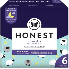 The Honest Company Clean Conscious Overnight Diapers Plant-Based Sustainable Sleepy Sheep Club Box Size 6 35and lbs 42 Count