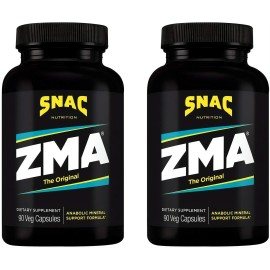 SNAC ZMA The Original Recovery & Sleep Supplement, Promotes Muscle Recovery, Immune Support & Restorative Sleep with Zinc, Magnesium & Vitamin B6, 180 Veggie Capsules (2 Pack of 90 Count)