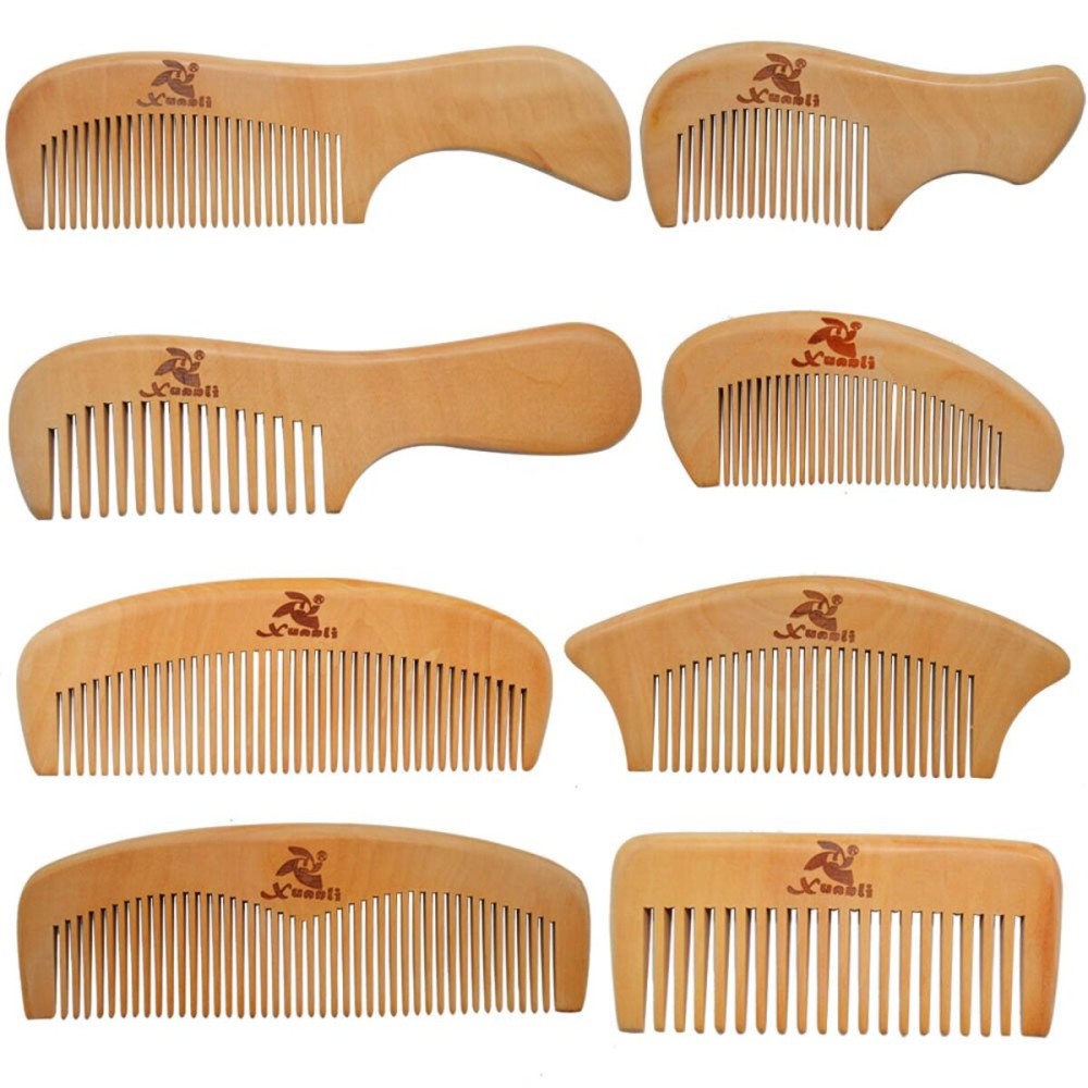 Xuanli 8 Pcs The Family Of Hair Comb set - Wood with Anti-Static & No Snag Handmade Brush for Beard, Head Hair, Mustache With Gift Box (S021)