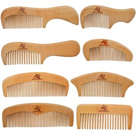 Xuanli 8 Pcs The Family Of Hair Comb set - Wood with Anti-Static & No Snag Handmade Brush for Beard, Head Hair, Mustache With Gift Box (S021)