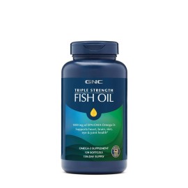 GNC Triple Strength Fish Oil, Twin Pack, 120 Softgels per Bottle, Supports Heart, Brain, Skin, Eye and Joint Health