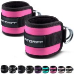 Fitgriff Ankle Straps V1 for Cable Machine (2 Pieces) - Gym Workout Equipment - Leg Pulley Attachment, Kickback Straps (Pink)
