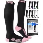 SB SOX Compression Socks for Men & Women (20-30 mmHg) - Best Support Stockings for Travel, Medical, and Sports - Perfect for Everyday Wear (Small, Black/Pink)