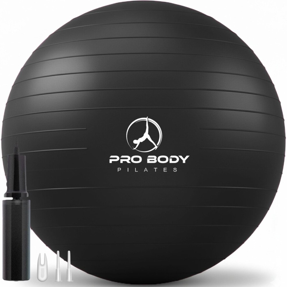 ProBody Pilates Exercise Ball - Multiple Sizes Gym Grade Balance Ball for Fitness, Workout, Pregnancy & Physical Therapy, Stability Yoga Ball Chair (Black, 55 cm)
