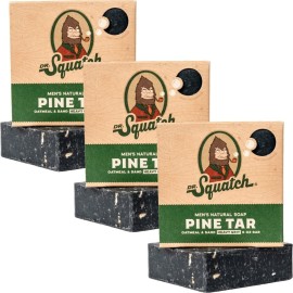Dr. Squatch Natural Bar Soap for Men - Cold Process Soap with No Harsh Chemicals - Pine Tar (5 oz, 3-Pack)