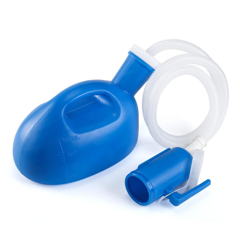 ONEDONE Urinals for Men - Portable Urinal for Men Spill Proof Nighttime Men\'s Urinal Bottle Male Pee Bottle Urine Bottle 68 OZ for Hospital Home Camping Car Travel 45 Long Hose with Lid (Blue)