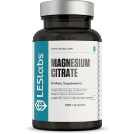 LES Labs Magnesium Citrate - Stress Relief, Restful Sleep, Heart Health, Metabolism, Nerve & Muscle Function - Non-GMO Supplement - 120 Capsules