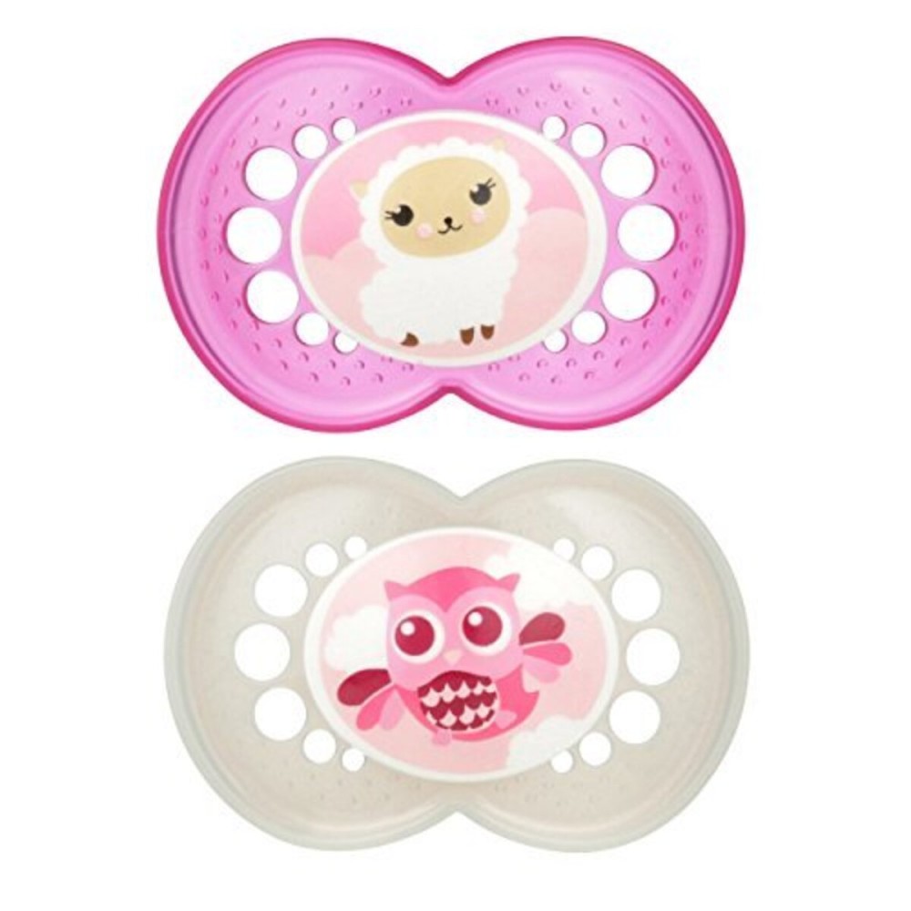 MAM Original Baby Pacifier, Nipple Shape Helps Promote Healthy Oral Development, Sterilizer Case, 2 Pack, 16+ Months, Animal/Girl
