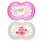 MAM Original Baby Pacifier, Nipple Shape Helps Promote Healthy Oral Development, Sterilizer Case, 2 Pack, 16+ Months, Animal/Girl