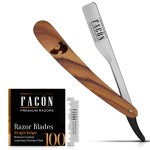 Facn Straight Razors for Men - Professional Barber Straight Edge Razor Kit with 100 Blades, Wooden Stainless Steel Barbero Shaver for a Smooth & Precise Shave, Premium Barber Razor for Men\'s Shaving