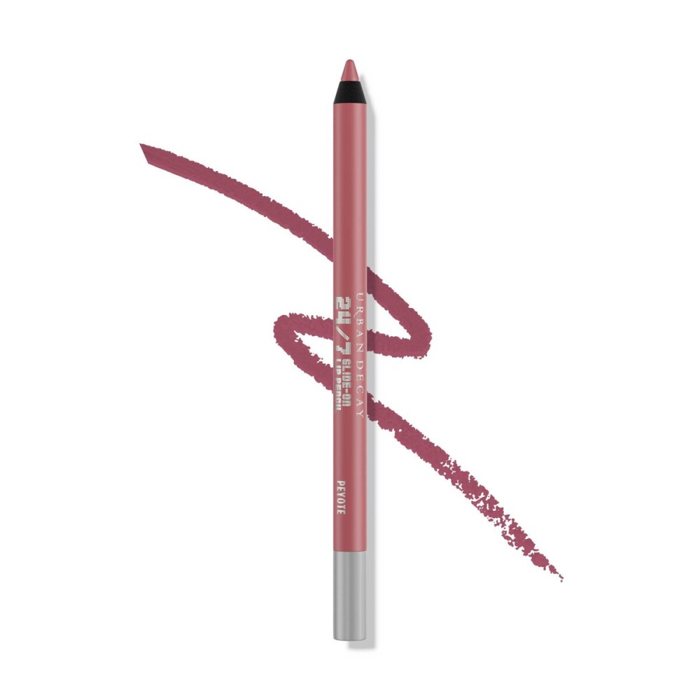 URBAN DECAY 24/7 Glide-On Waterproof Lip Pencil (Peyote - Metallic Dusty Mauve Rose), Smudge-Proof, Longwearing Lip Liner, Smooth & Creamy Colors, Moisturizing Formula with Vitamin E - 0.04 oz