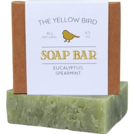 Yellow Bird Eucalyptus Spearmint Soap Bar - Natural & Organic Handmade Soap for Face & Body, Moisturizing Shea Butter Bar for Dry & Sensitive Skin, Refreshing Aromatherapy for Men & Women