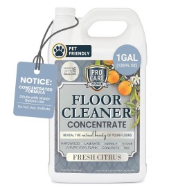 ProCare Citrus Floor Cleaner Concentrate (Made in USA) | Vinyl, Wood, Tile, Stone & Laminate Floor Cleaner For Mopping, Household Supplies, Cleaning Solution For Kitchen & Bathroom - 1 Gallon